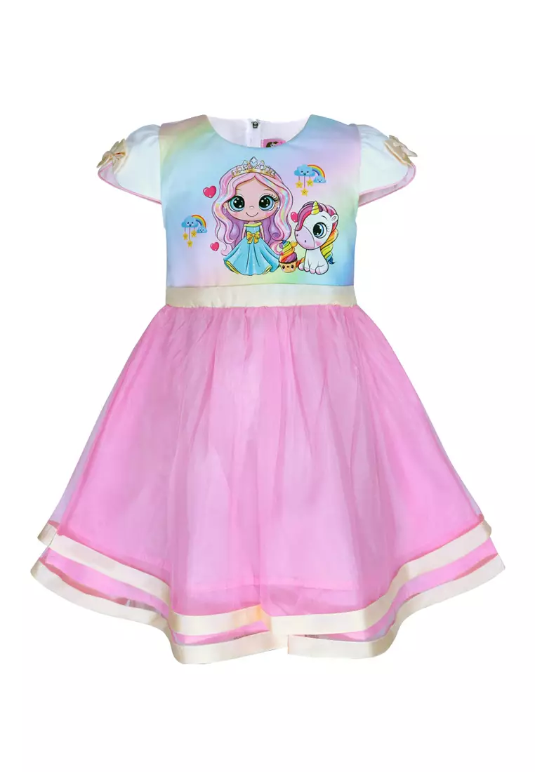 Two Mix Baju Anak Perempuan - Dress Anak Fashion Digital Printing Usia 1-12 Tahun 4228 PINK