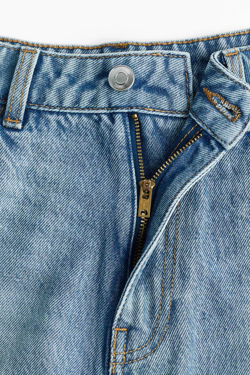 Flared denim mini skirt