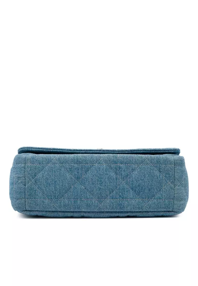 Pre-Loved Dior Medium Denim Tie Dye Macrocannage Caro Bag