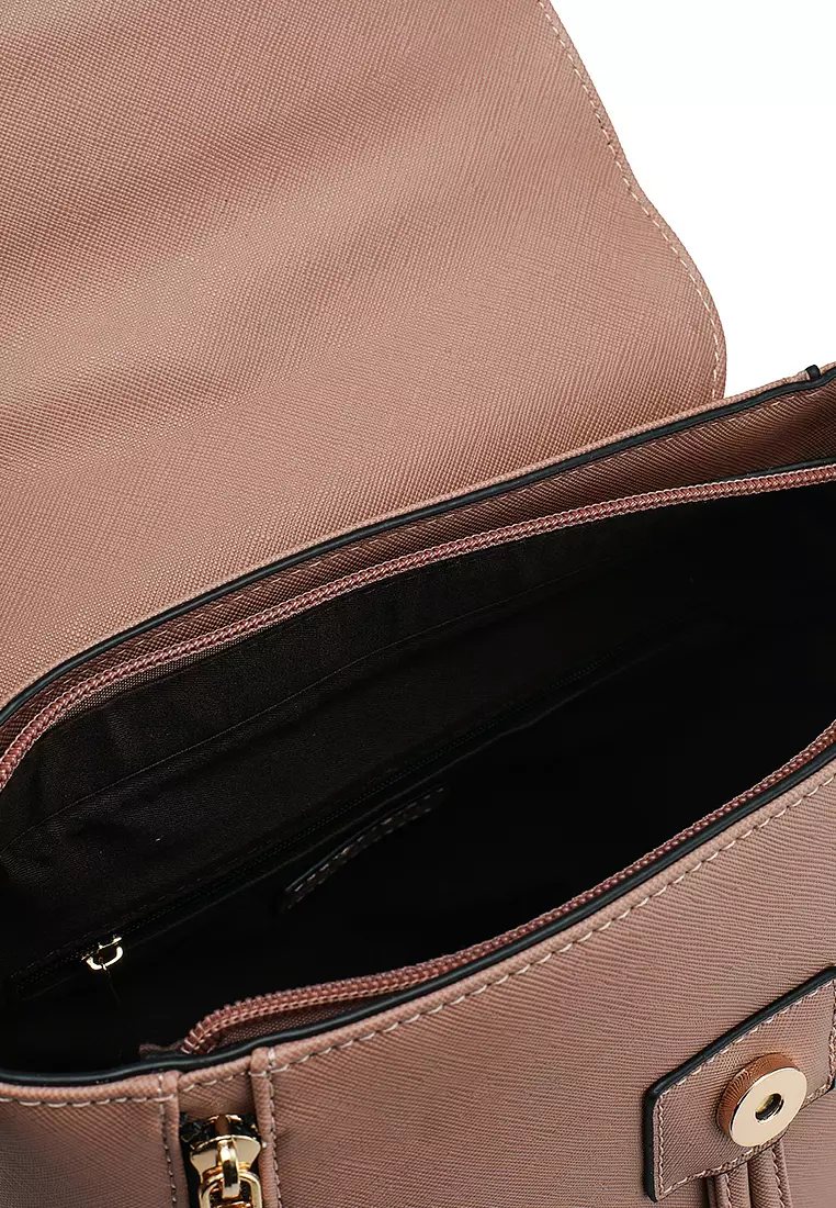 Saffiano Backpack With Flap Over