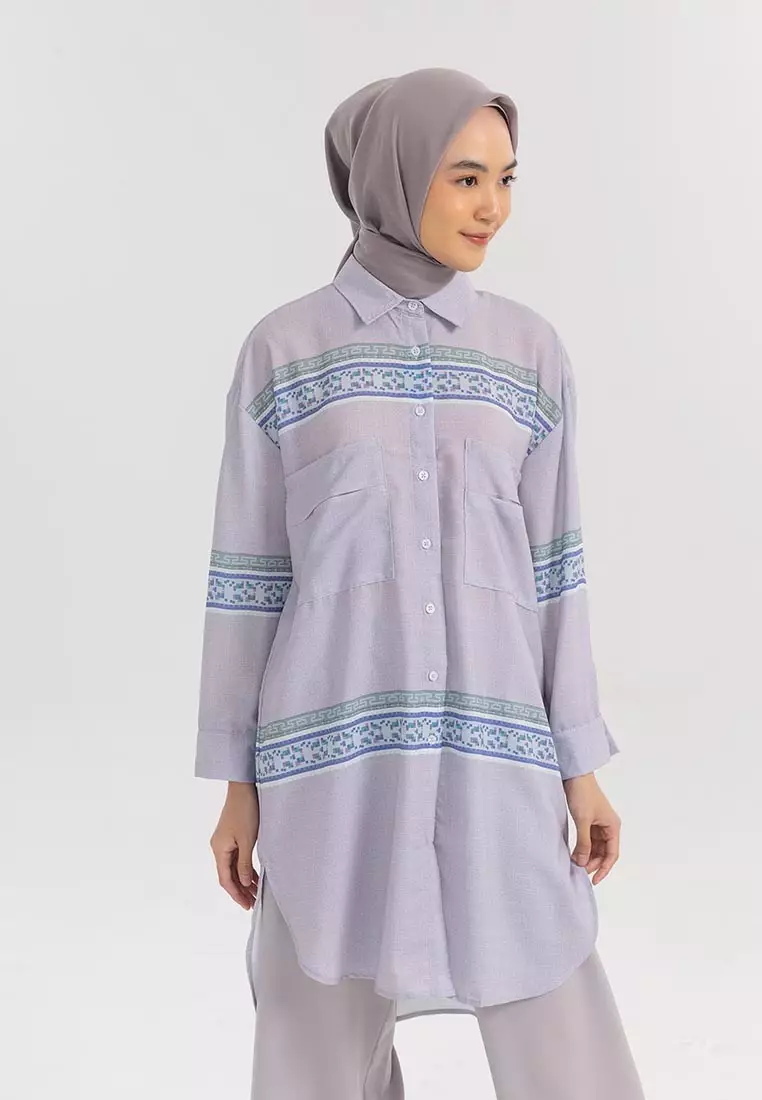 Ria Miranda Dusty Lavender Qistiana Shirt