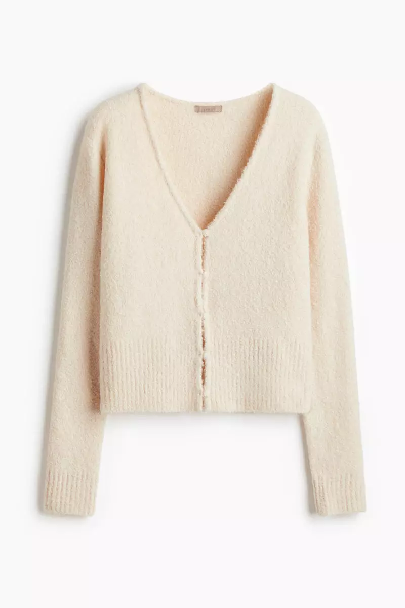 Bouclé-knit cardigan