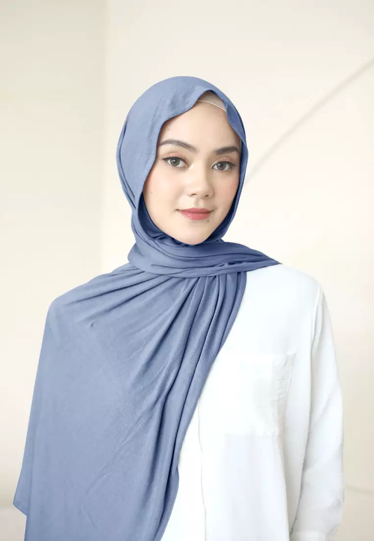 Pashmina Meleyot Basic Tencel Premium - Moonlight Blue