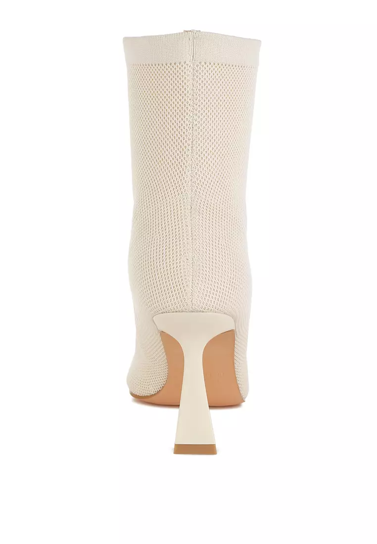 Knitted Sock Boots In Off White