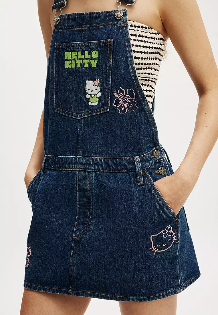 Denim Mini Pinafore Dress
