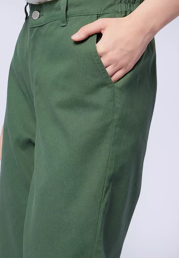 High Waist Straight Leg Pants GREEN