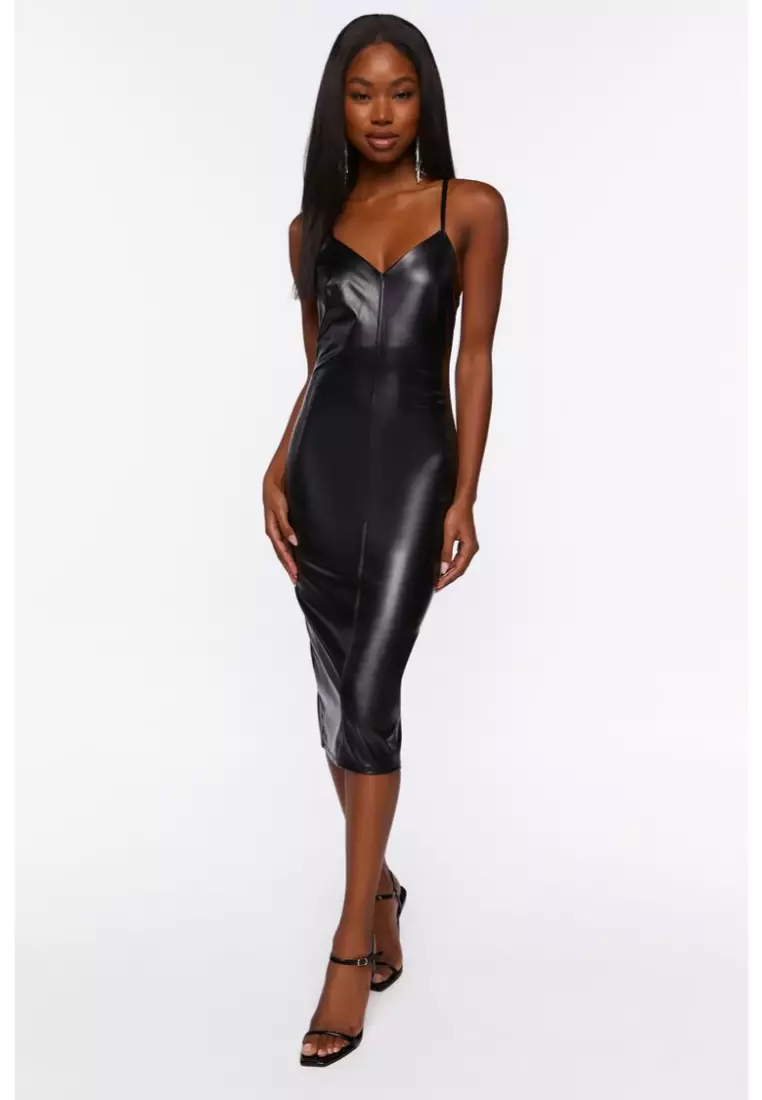 Forever 21 black leather dress sale