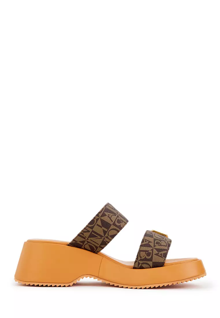 Discount on BONIA  shoes - SKU: Black Marcella Monogram Wedges