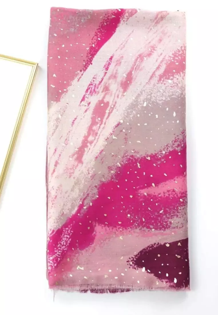 Aksesoris Wanita Syal Wanita Lurex Prada Viscose Pashmina Shawl Pink