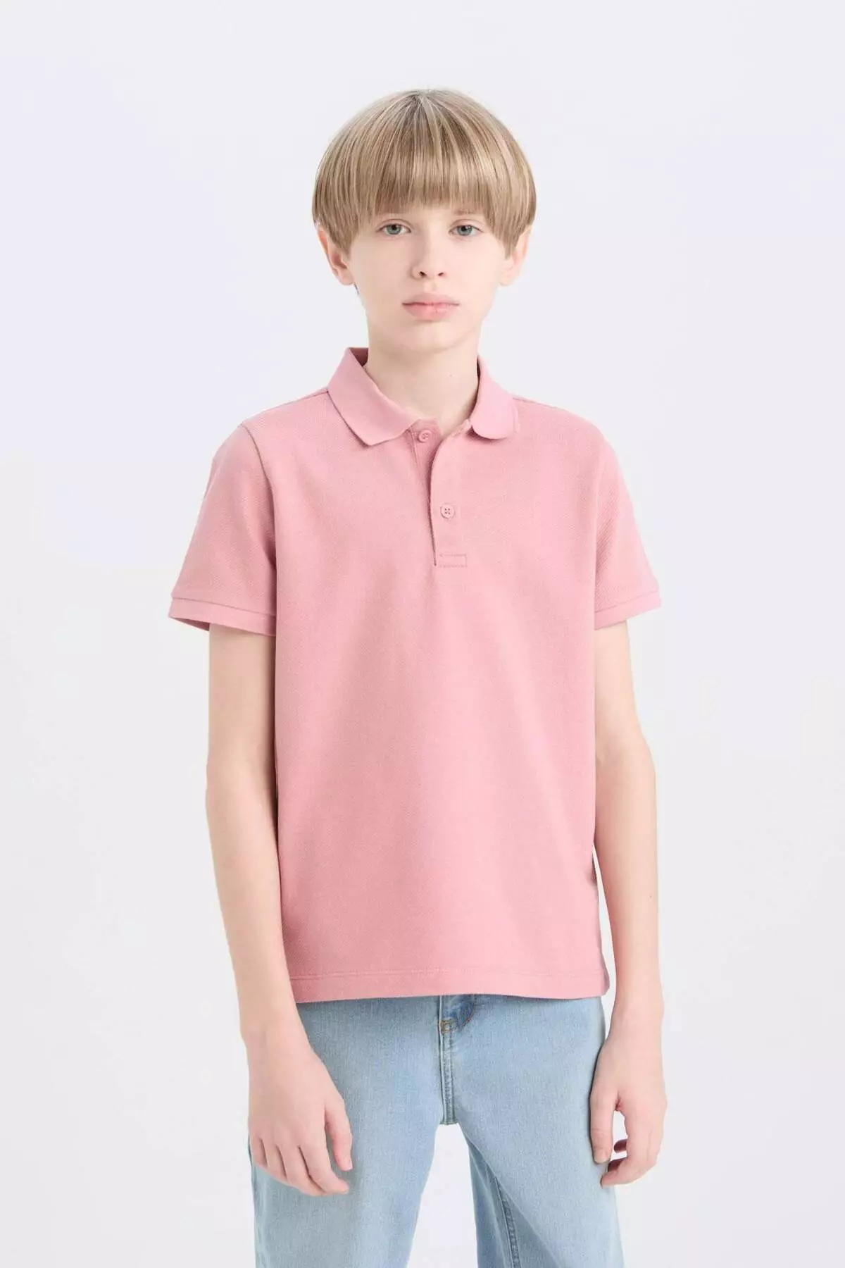 Boys Polo Neck Basic Plain Short Sleeve T-Shirt D7797A825Sm