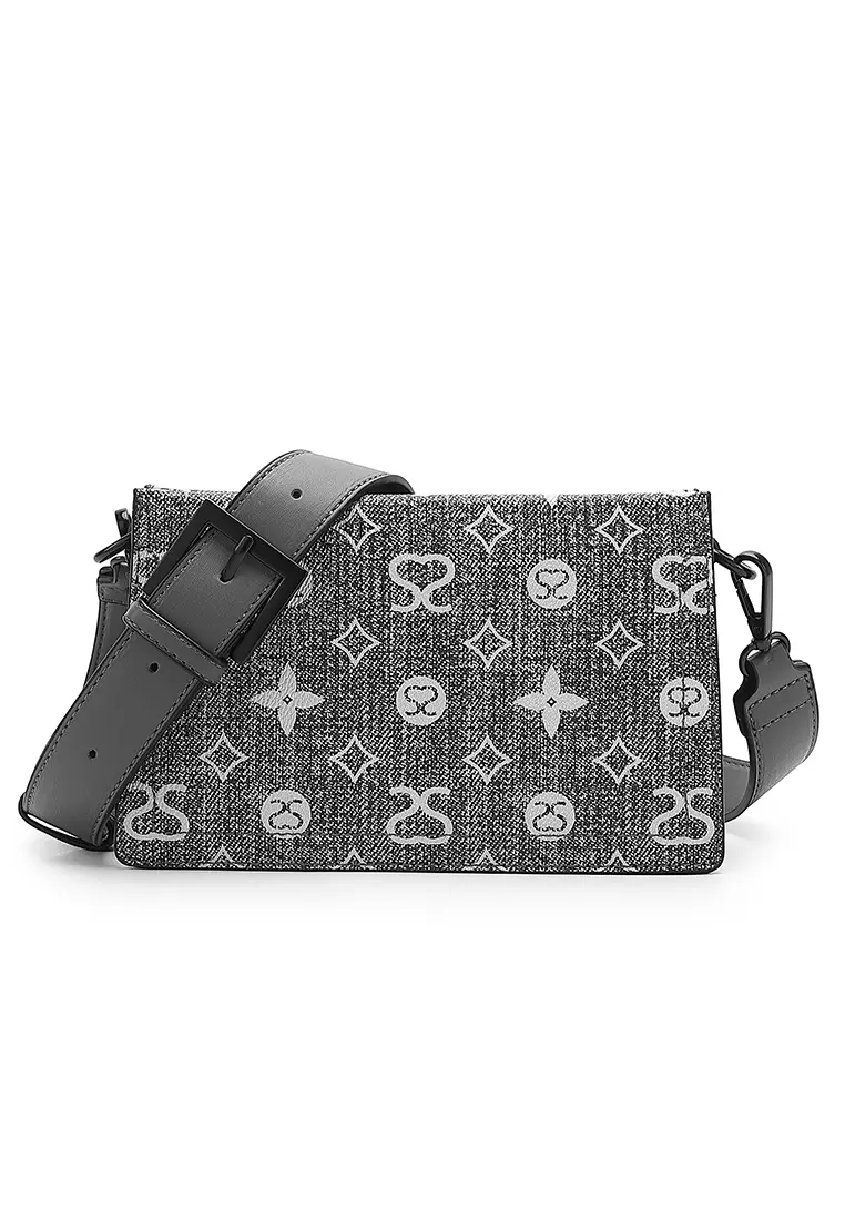 Buy Sara Smith Women's Monogram Sling Bag Crossbody Bag Grey