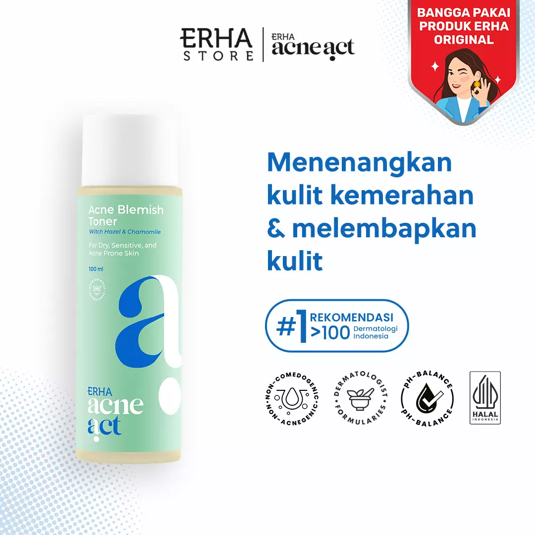 ERHA Acneact Witch Hazel & Chamomile Acneact Blemish Toner 100 Ml - Toner Wajah Berjerawat