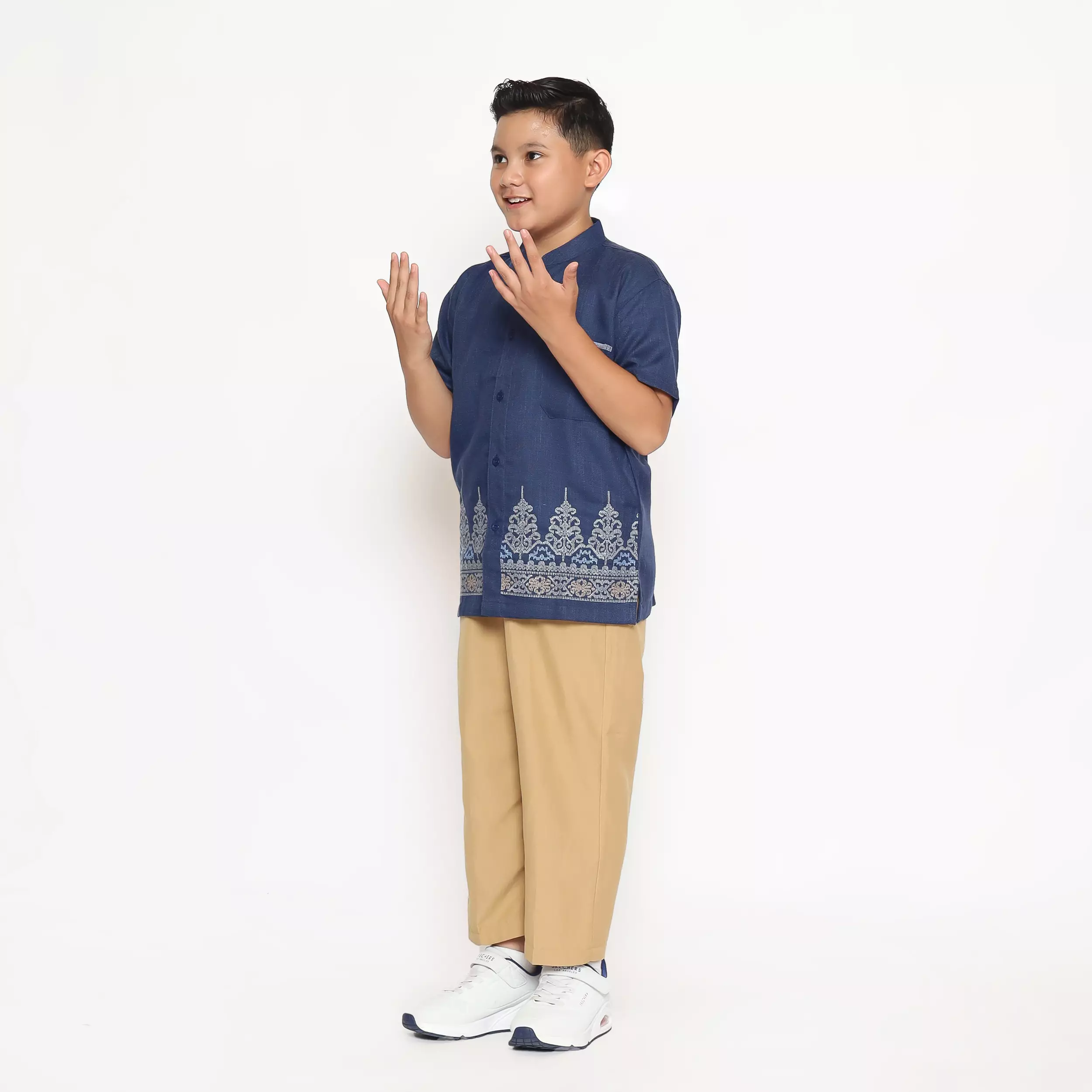 Baju Koko Anak Laki Bordir Gapura Navy Setelan - NOBLE