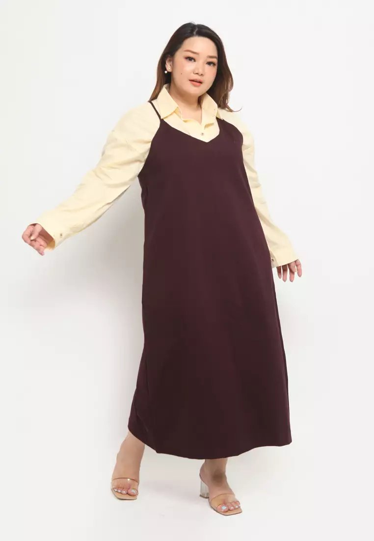 Plus Size Slip Dress Elizabeth Wine