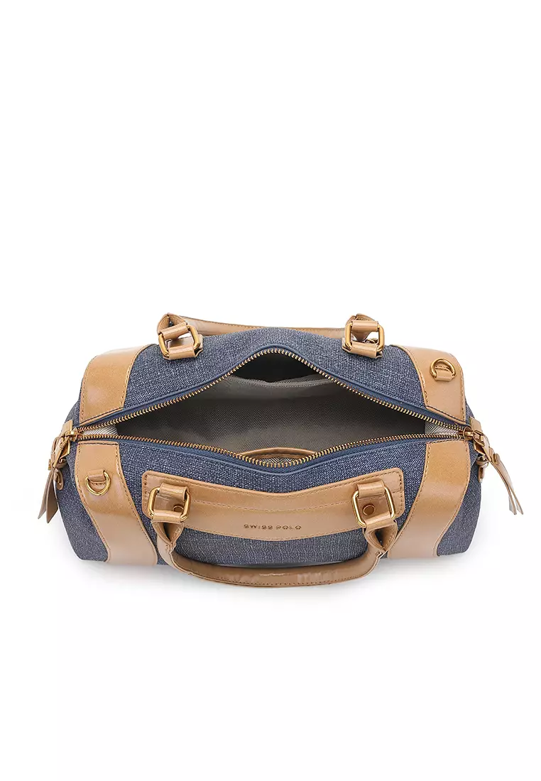 Women's Top Handle Bag / Sling Bag / Crossbody Bag / Shoulder Bag (Tas Tangan Wanita / Tas Selempang Wanita / Tas Bahu Wanita) - Biru / Cokelat