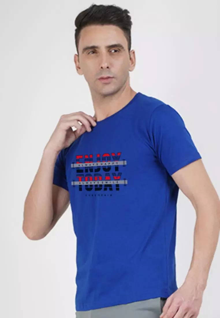 Enjoy Today Royal Blue Cotton Short Sleeve Essential T-Shirt