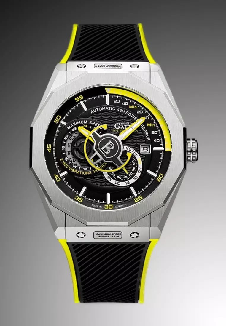 Automatic Unisex Stainless Steel Watch, Rubber Strap