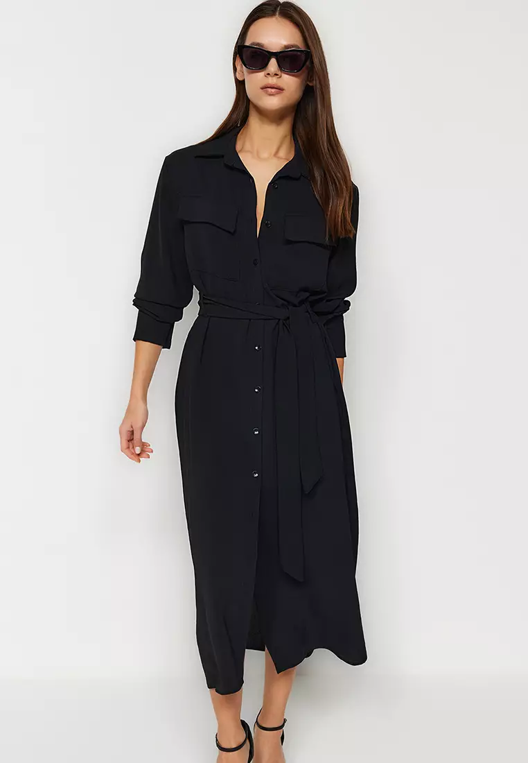 Buy Trendyol Belted Midi Shirt Dress Online | ZALORA Malaysia