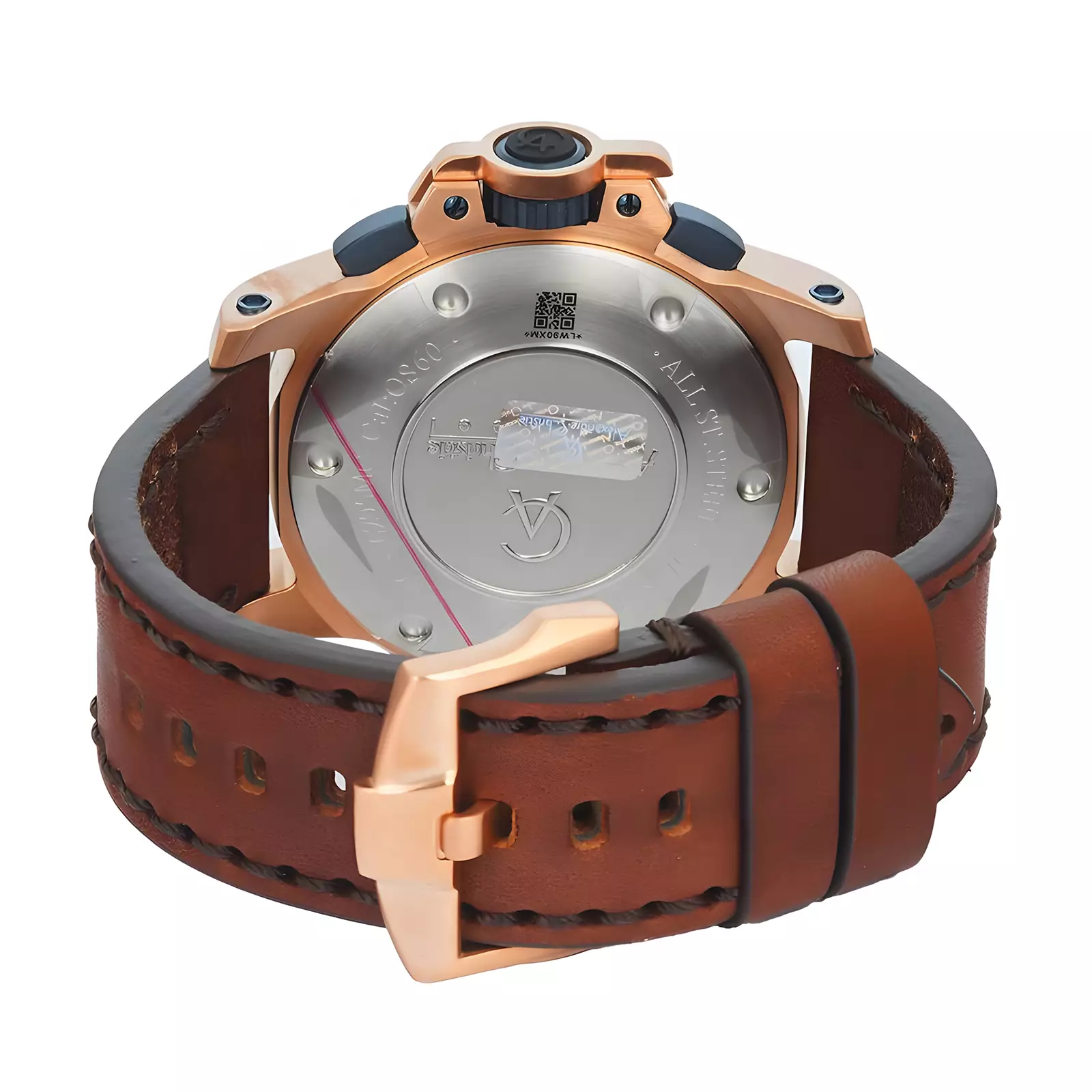 Jam Tangan Chronograph Pria - Rose Gold Blue - Leather Strap - 6295 MCLURBU