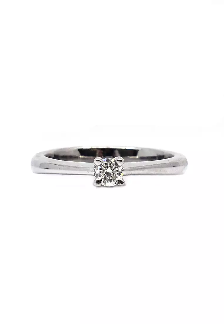 18K Italian Made White Gold Lady Ring with Diamonds
