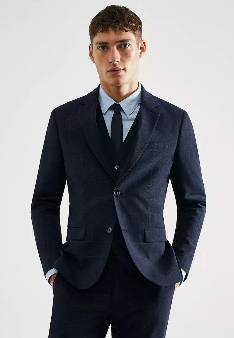 Buy MANGO Man Super Slim Fit Plaid Suit Jacket Online | ZALORA Malaysia