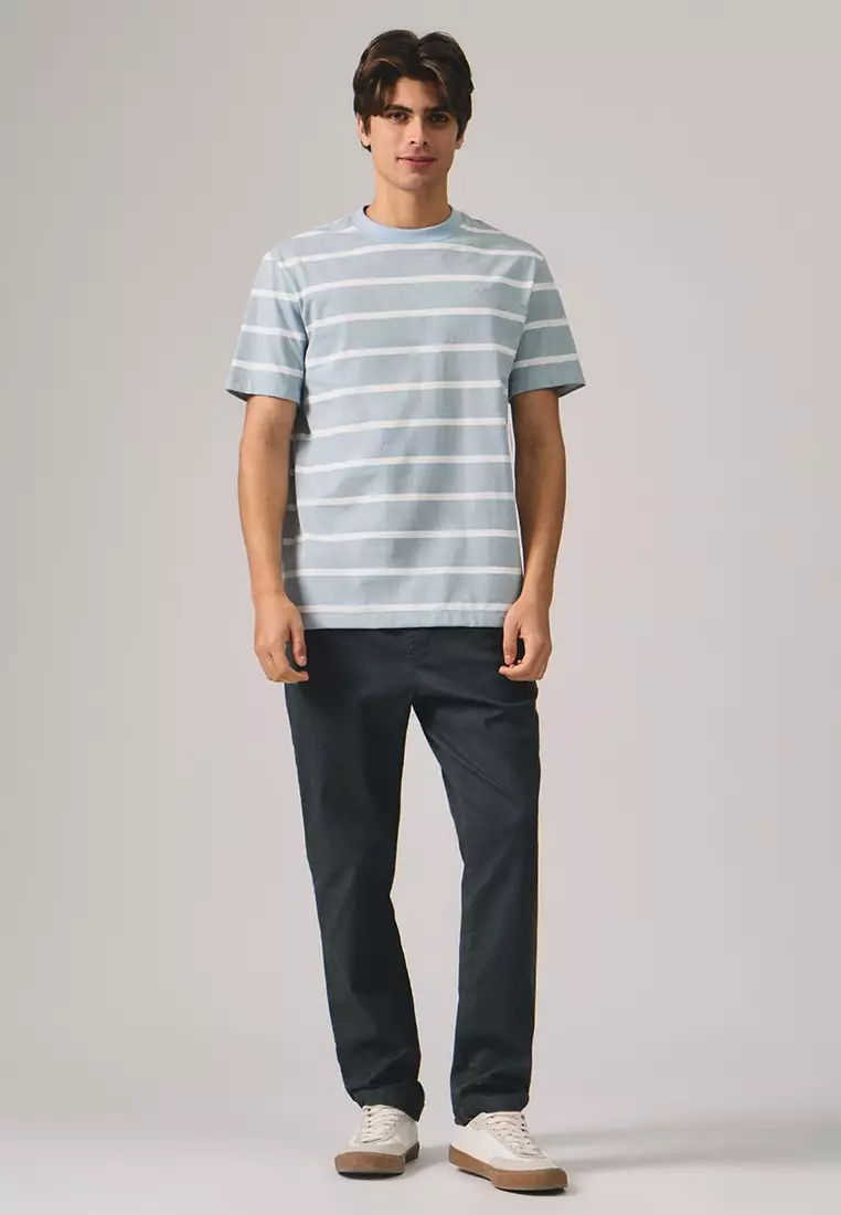 Regular Fit Basic Stripe T-Shirt In Heavy Jersey