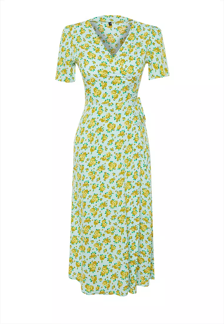 Viscose Wrap Midi Dress