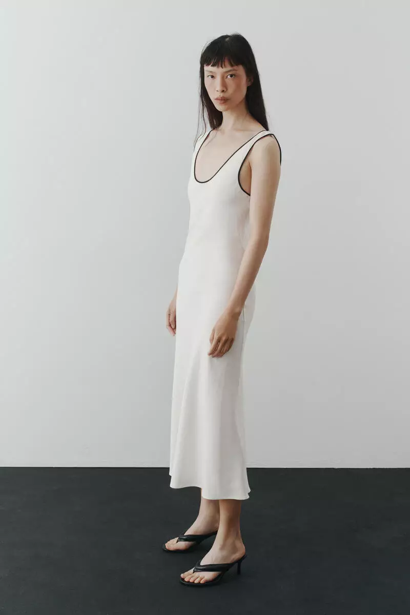 Linen-blend slip dress