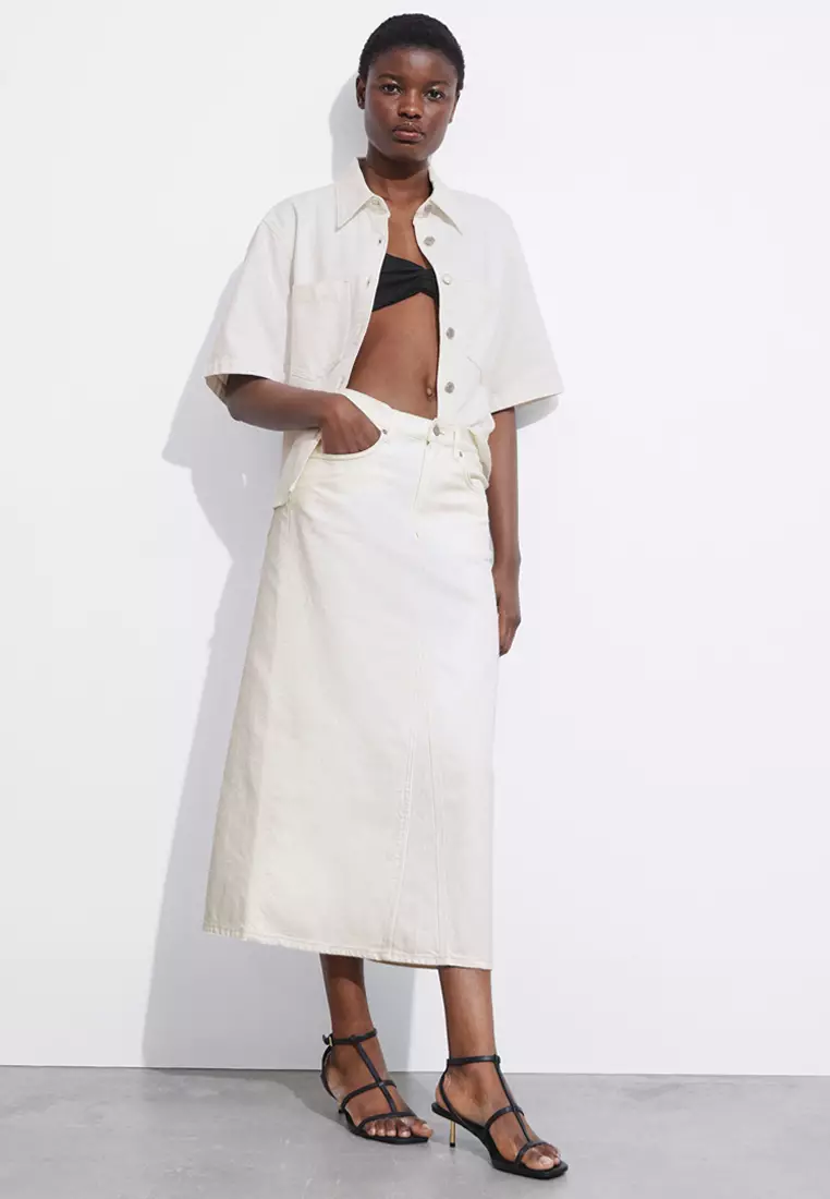 Denim midi skirts online store