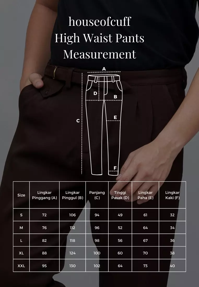 Houseofcuff Celana Panjang Formal High Waist Pants Pria Hitam