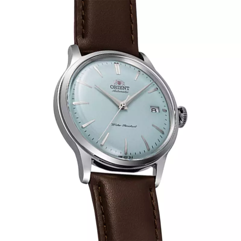 Jam Tangan Pria Orient Classic RA-AC0M14L Bambino 38 Men Baby Blue Dial Brown Leather Strap Limited Edition