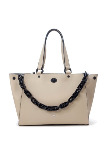 Shu Talk beige DMR Touch Synthetic Leather with Plastic Chin Tote bag 850DCAC2A5E281GS_1