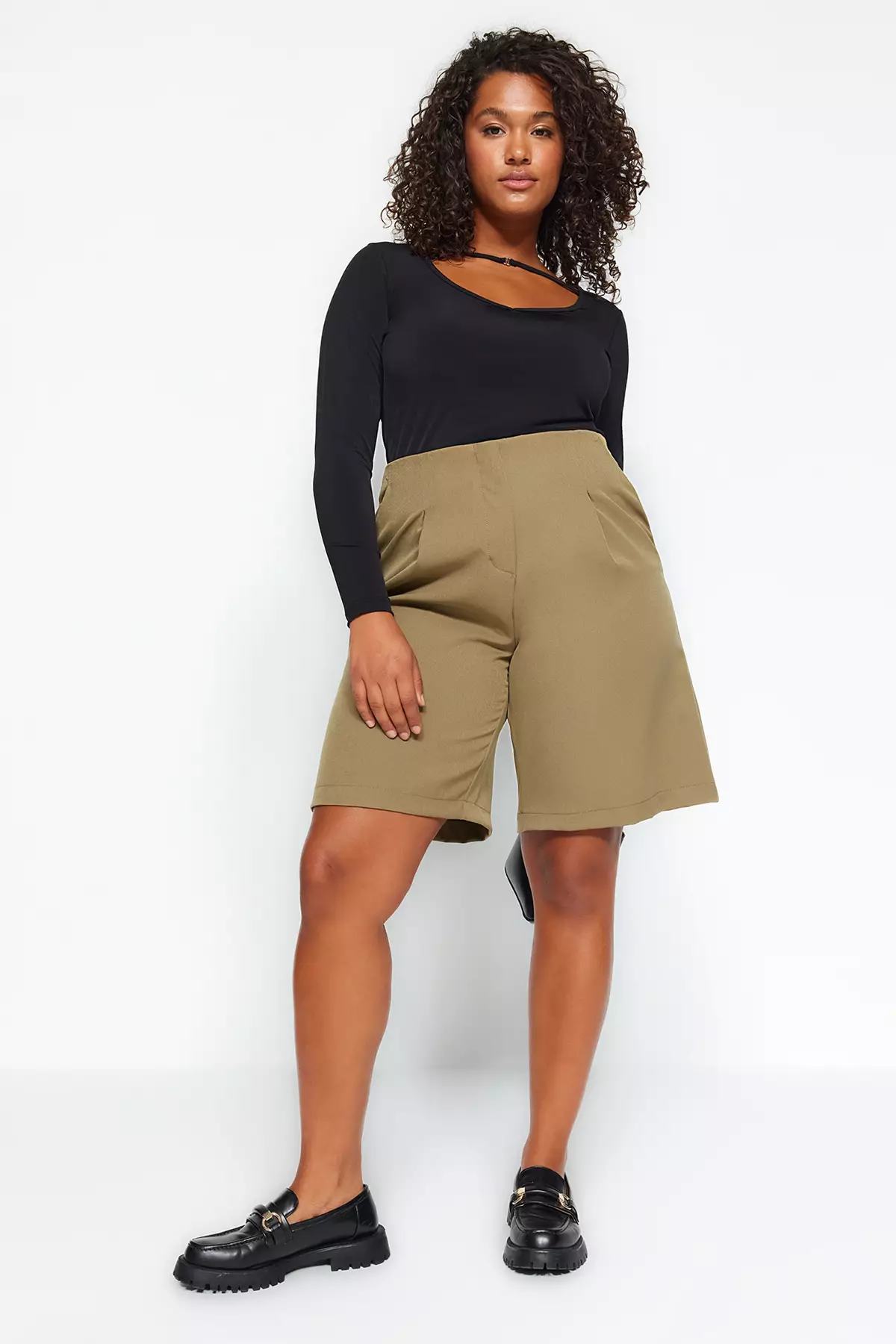 Plus size khaki skirt casual store