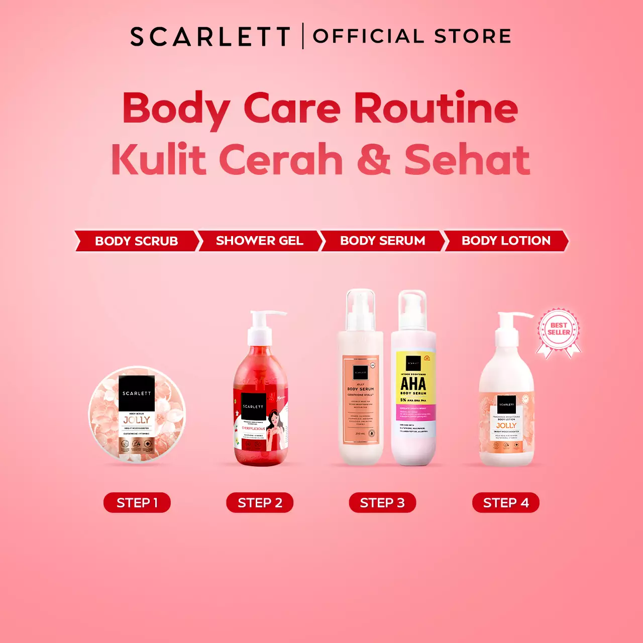 Scarlett Fragrance Brightening Shower Gel Cherrylicious | Body Wash | Sabun Mandi Cair