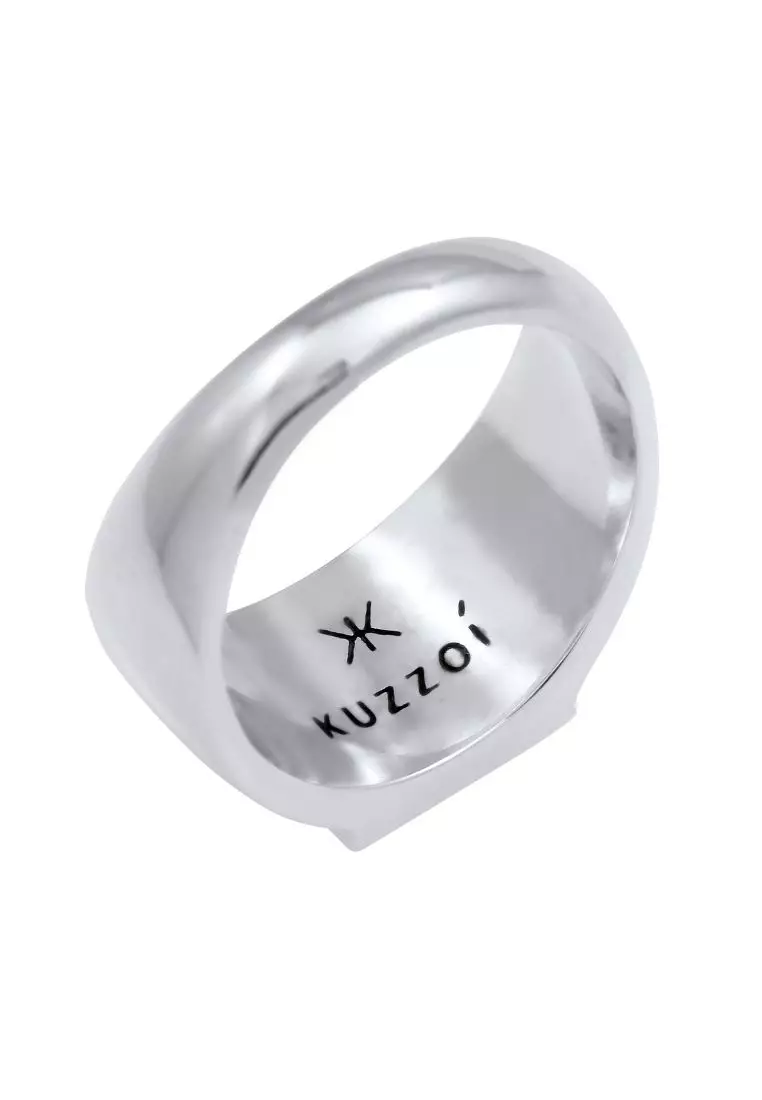 Ring Men Signet Rectangle Shine Basic Solid in 925 Sterling Silver