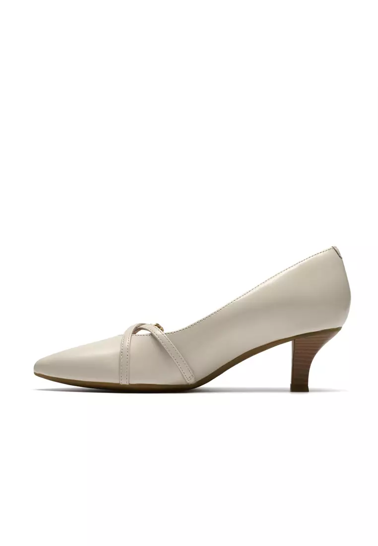 Womens Kepley Star High Heels Off White Lea - Wide Fit