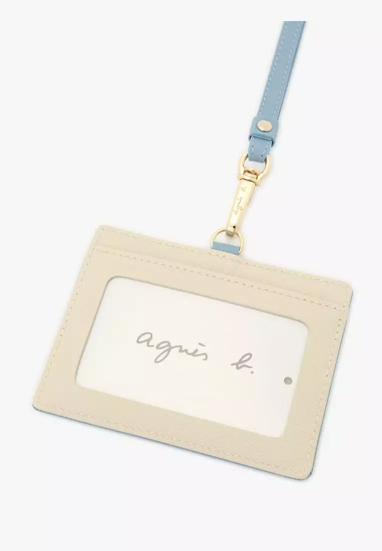 Logo Neck Strap Leather Cardholder