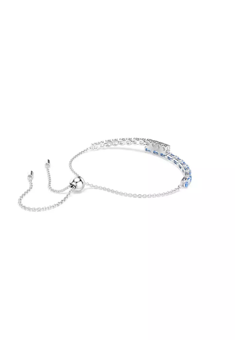 Matrix bracelet, Mixed cuts, Blue, Rhodium plated