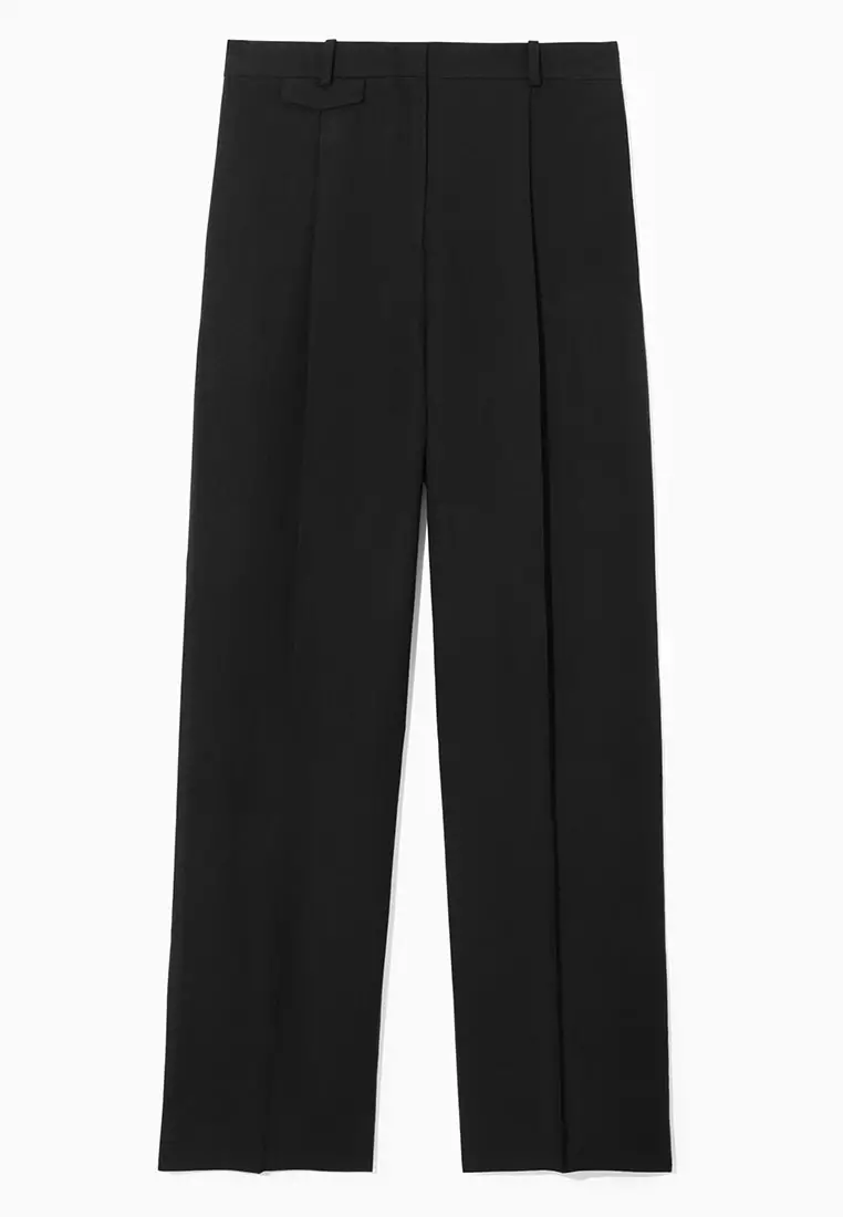 Buy COS Wide-Leg Pleated Linen-Blend Trousers 2024 Online | ZALORA ...