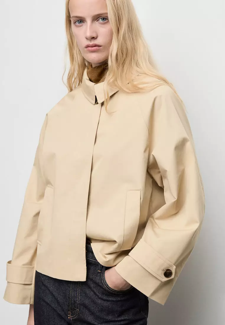 Jual Mango Short Oversized Trench Coat With Epaulettes Original
