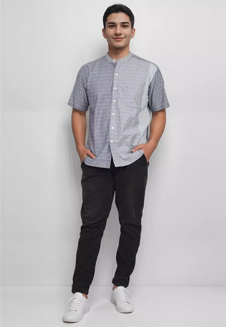 Crocodile KOKO Katun | Lengan Pendek Corak Kontemporer Kemeja | Relax Fit 1166