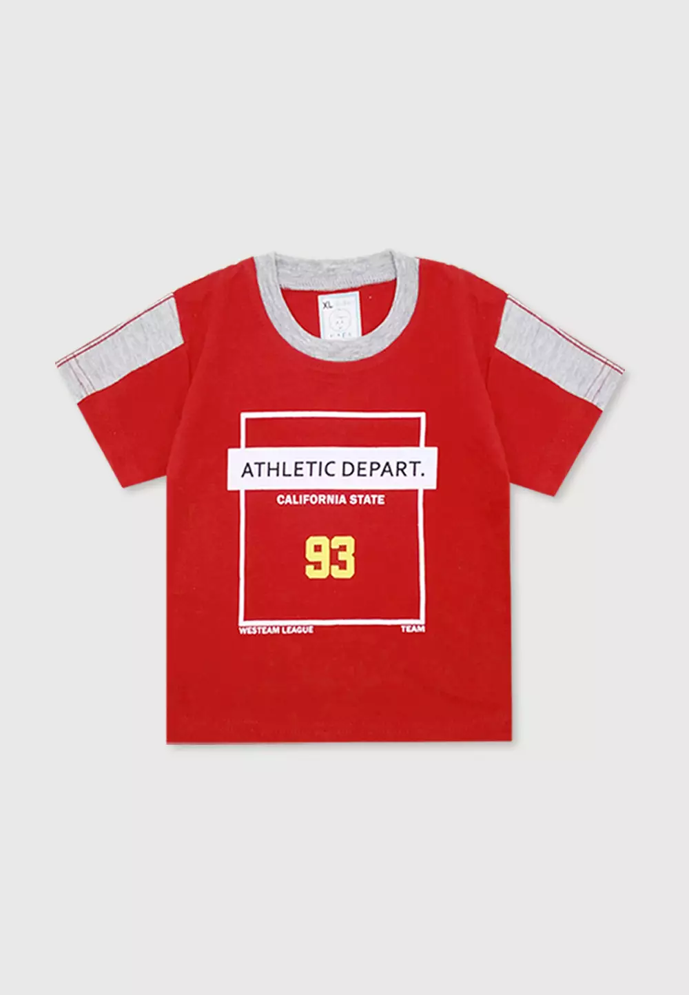 Setelan Bayi Laki Laki Baju Lengan Pendek Anak Usia 12 Bulan Hingga 18 Bulan Set Celana Jogger Motif California State 3051 Merah