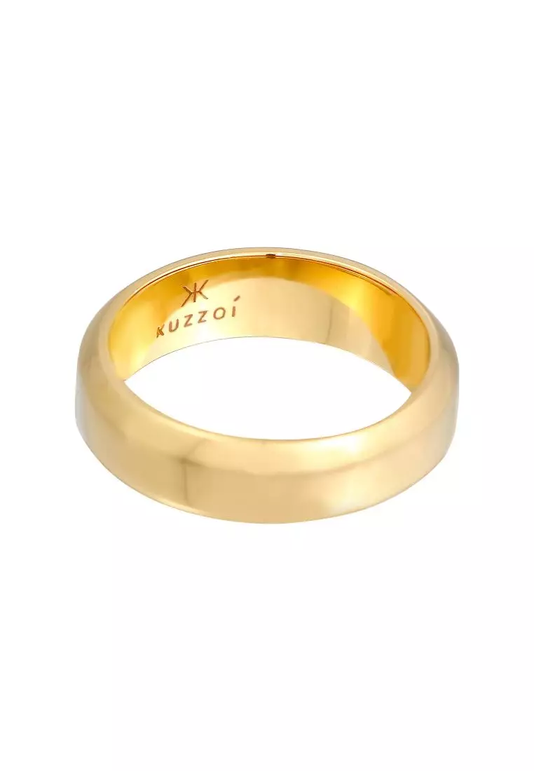 Ring Men Band Solid in 925 Sterling Silver Gold Plated