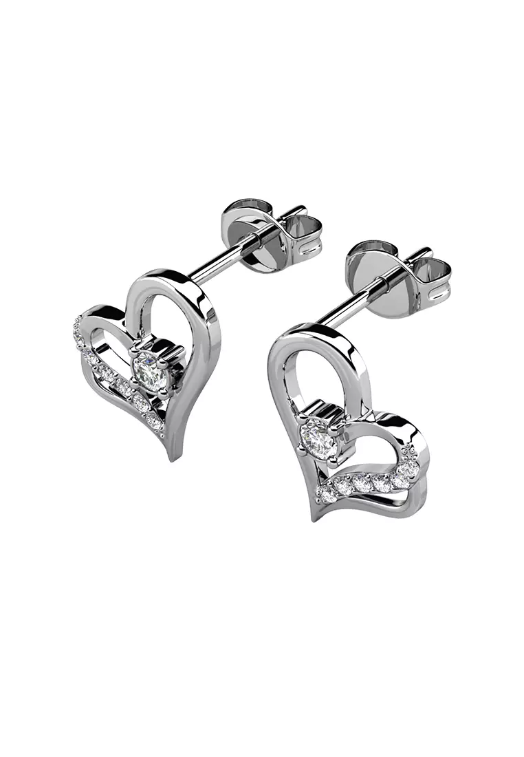 Destiny Love Earring WG - Anting Crystal Swarovski by Her Jewellery