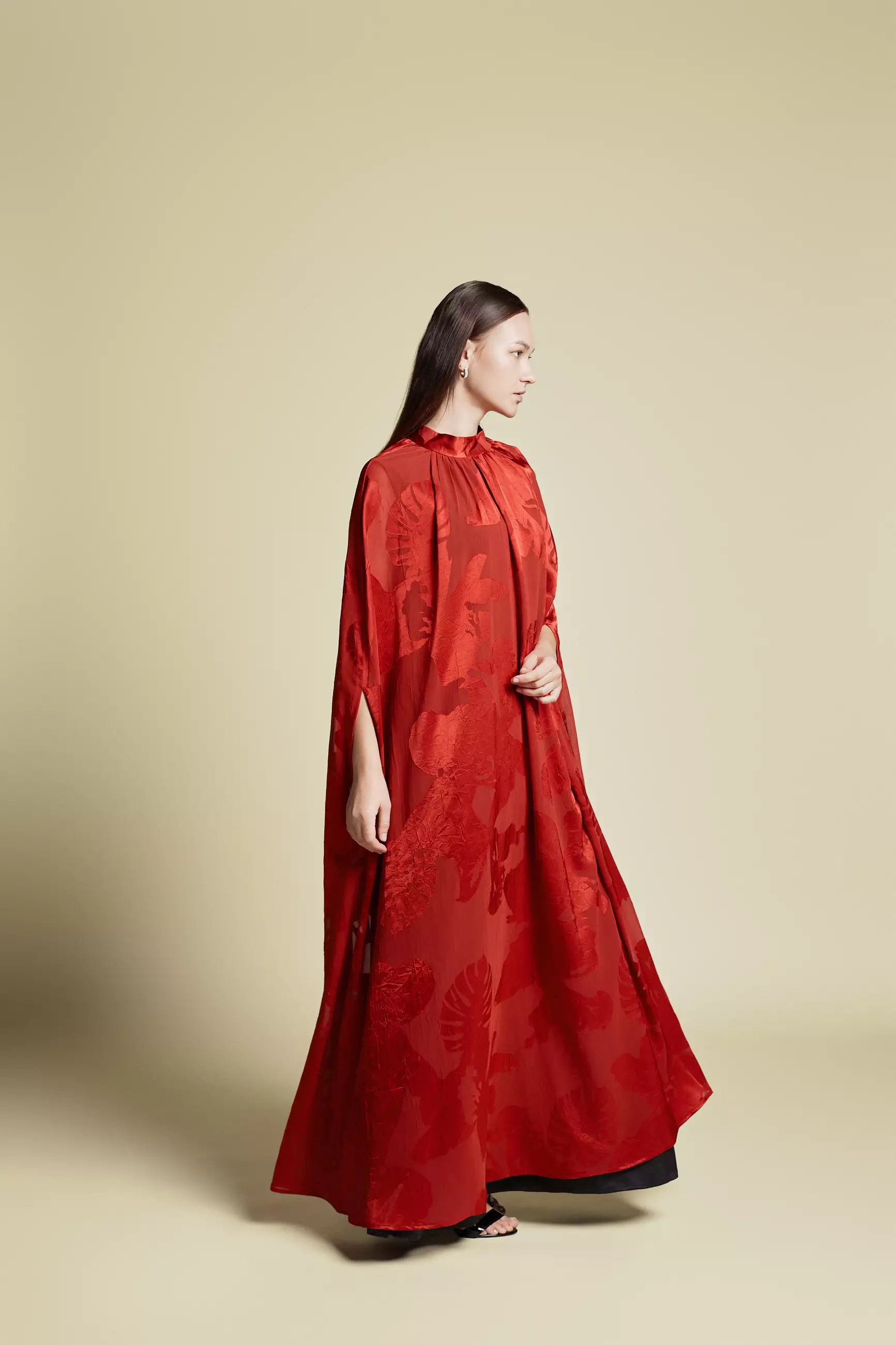 DEMURE&CO - Abstract Filcoupè Foliage Kaftan Dress Abstract Red