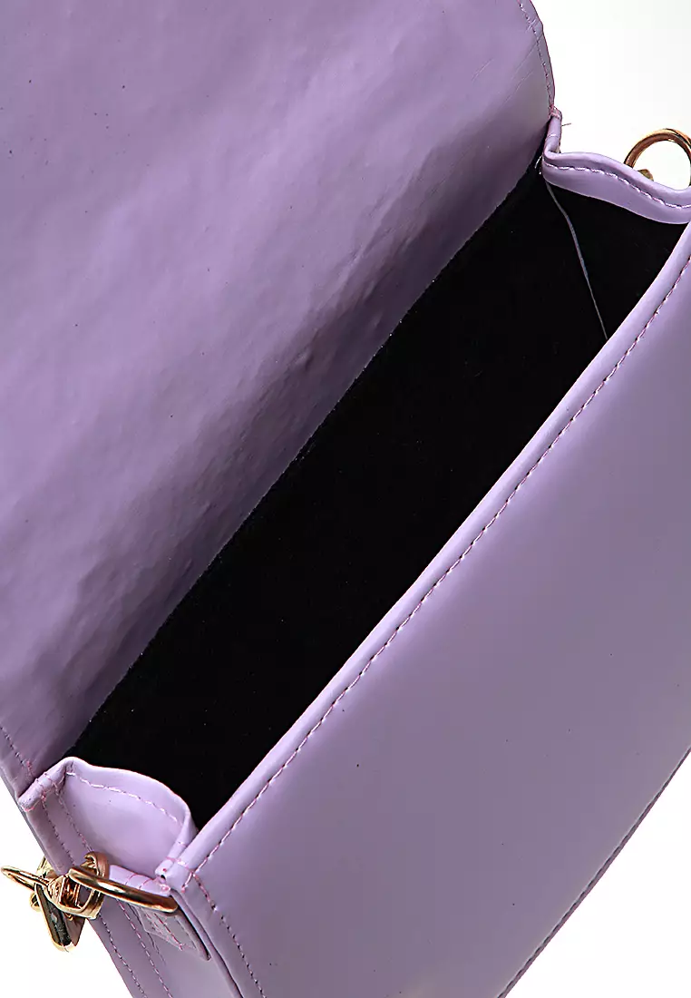 Melly Tas Selempang Wanita Tali Panjang Gold List Casual Bag - Purple
