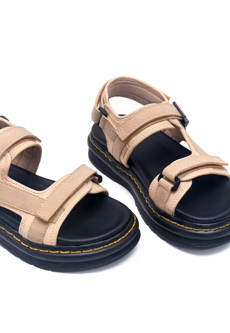 Marion Platform Flat Sandals in Beige