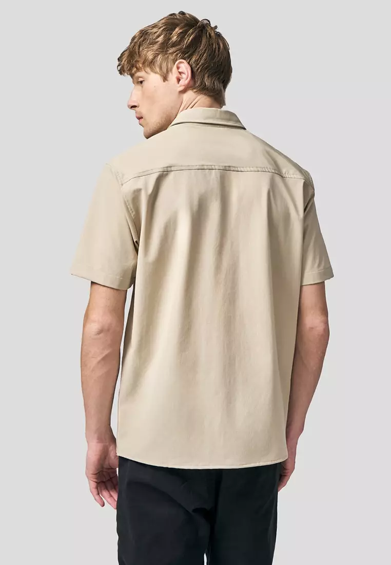 Regular Fit Short Sleeve Shirt In Stretch Woven Fabric
