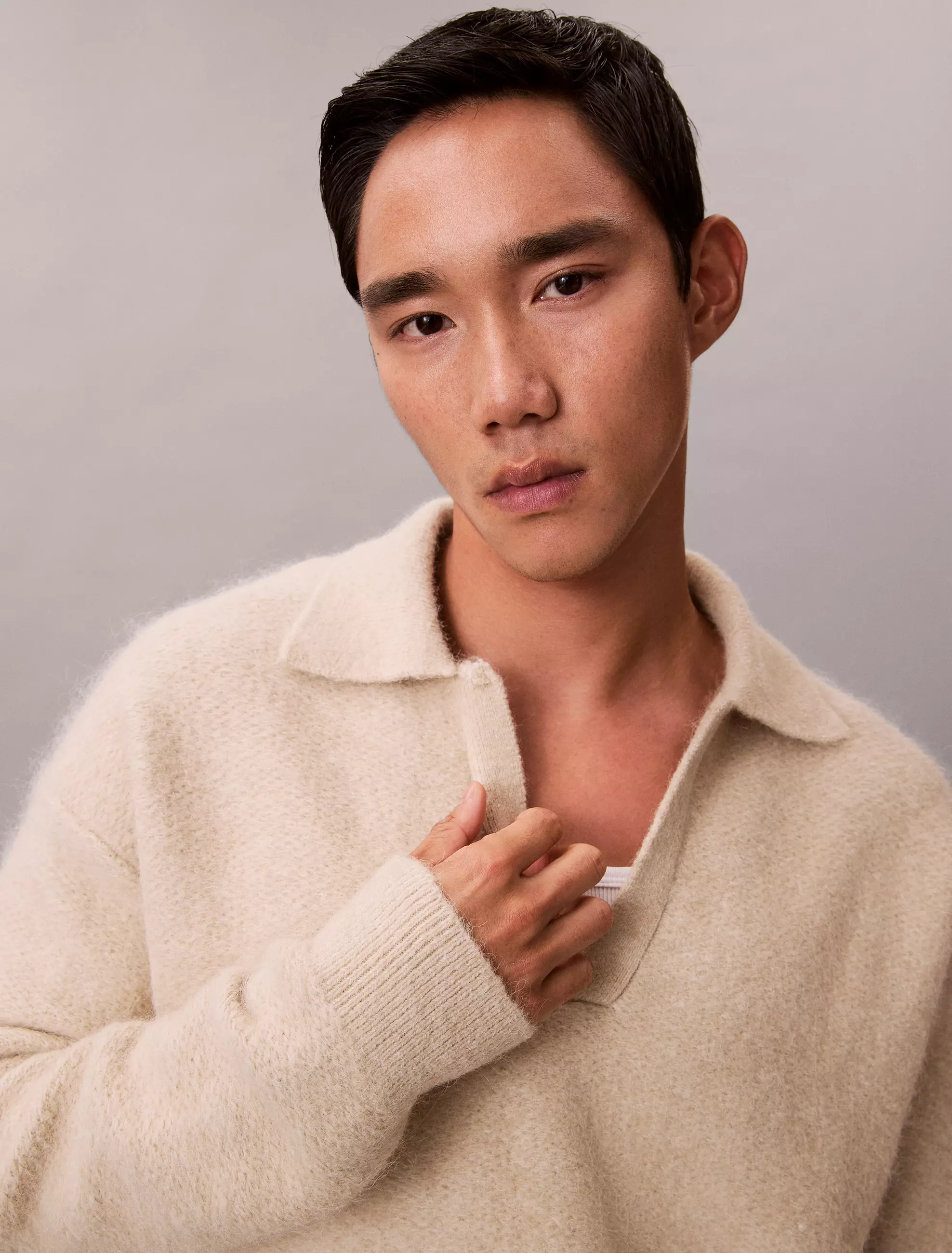 Calvin Klein - Brushed alpaca-blend open-neck sweater