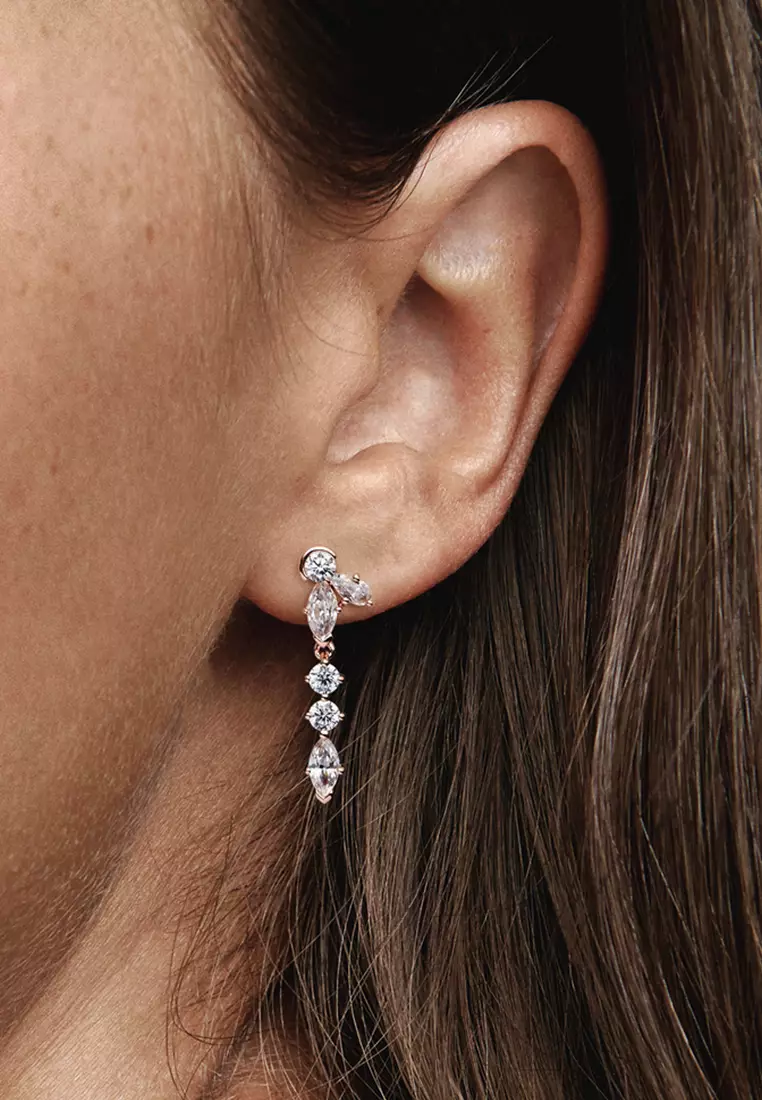 Pandora rose gold drop earrings clearance